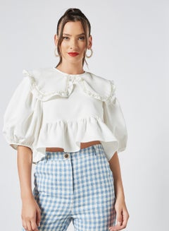 Embellished Cropped Blouse Ivory