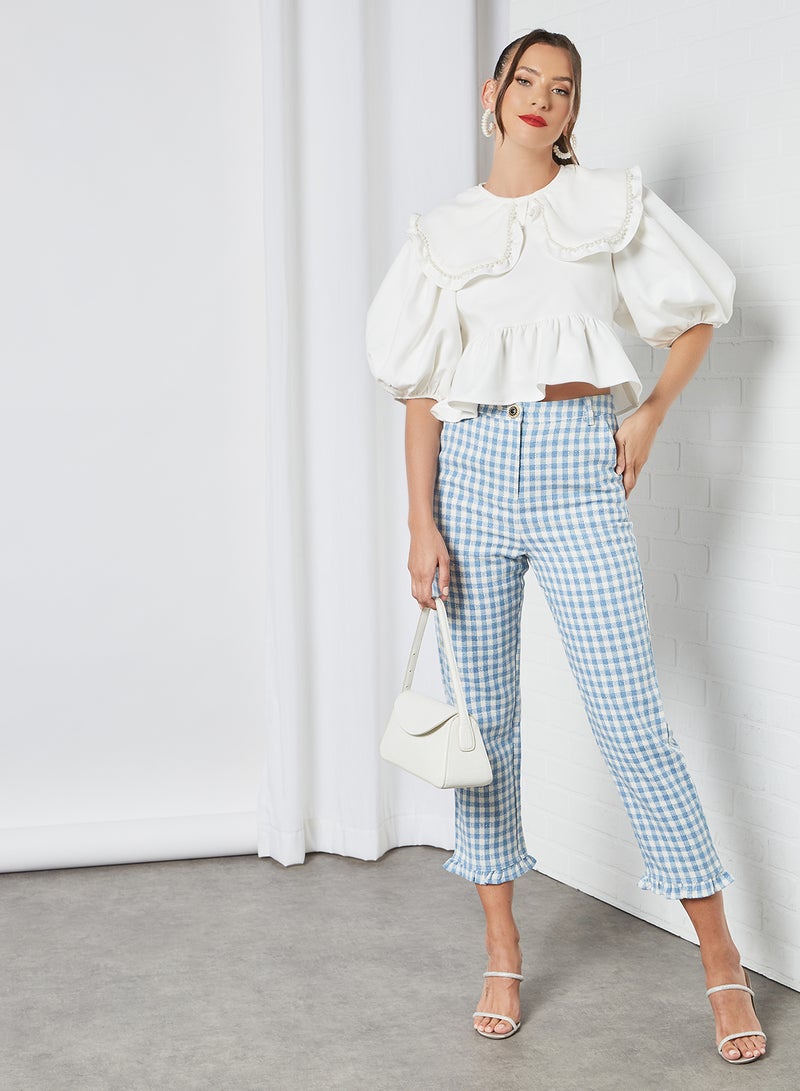 sister jane - Embellished Cropped Blouse Ivory - Image 1