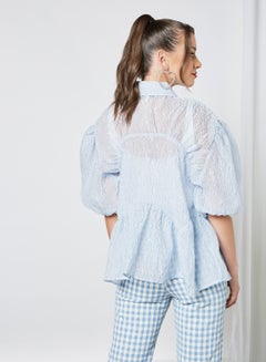 sister jane Oversized Sheer Blouse Blue  - Image 3