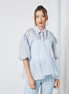 sister jane Oversized Sheer Blouse Blue  - Image 1
