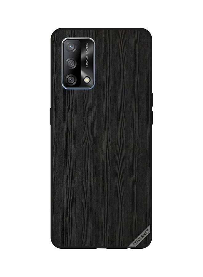 كوفرنيكس غطاء حماية واقٍ بتصميم خشبي لهاتف أوبو A74 وF19 الجيل الرابع أسود - Image 1