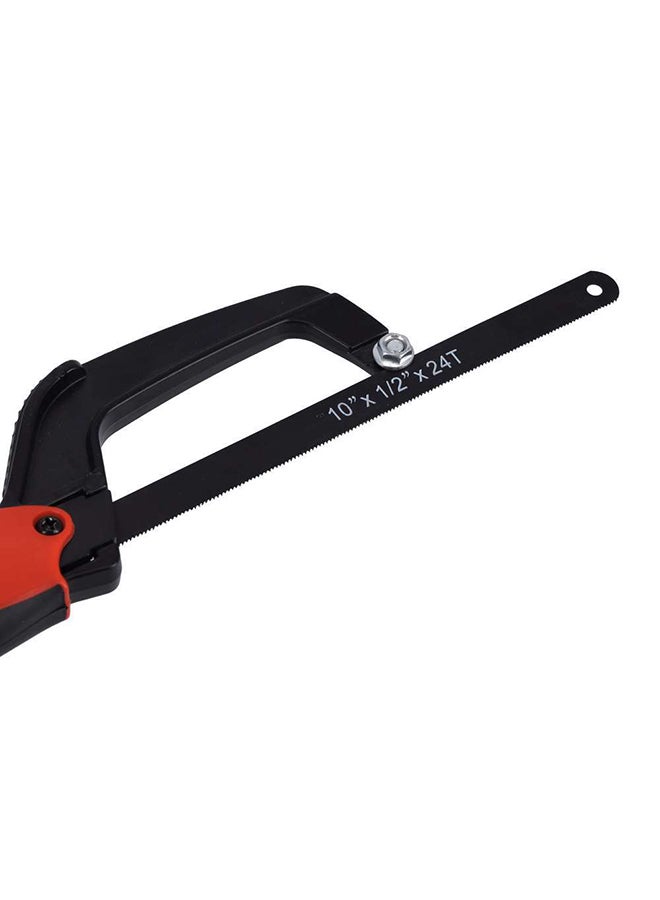 GEEPAS - AL Handle Hacksaw Saw 250mm| Portable Multi-Purpose DIY Saw Hacksaw Universal Saw Woodworking Tool | Comfortable Handle | Ideal for Cutting Wood, Plastic, Rope, Bamboo, Soft Rubber Red/Black 250mm - Image 1
