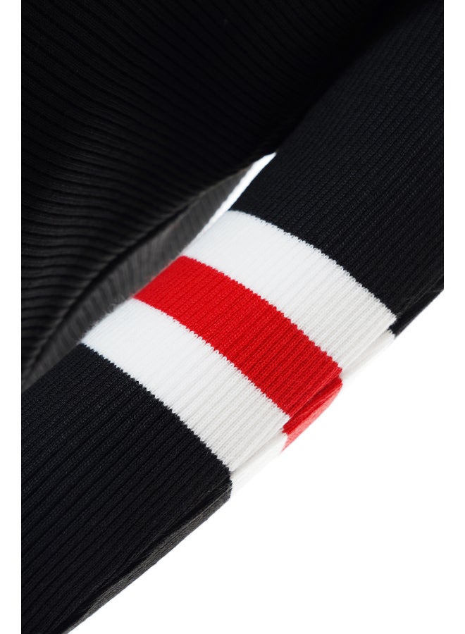 Aila - Women Special  Striped Long Sleeve Cardigan Black - Image 1