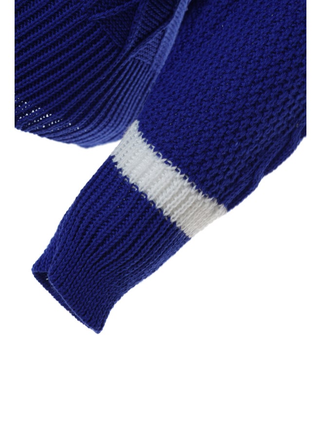 Aila Women V-Neck Color Block Sweater Blue  - Image 5