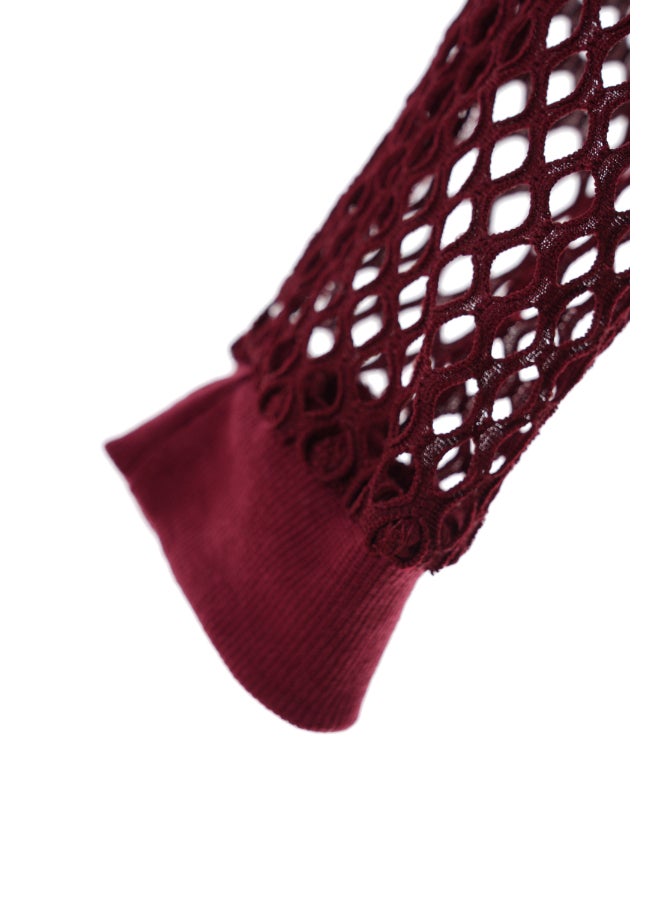 Aila Casual Lace Detail Sweater Maroon  - Image 5