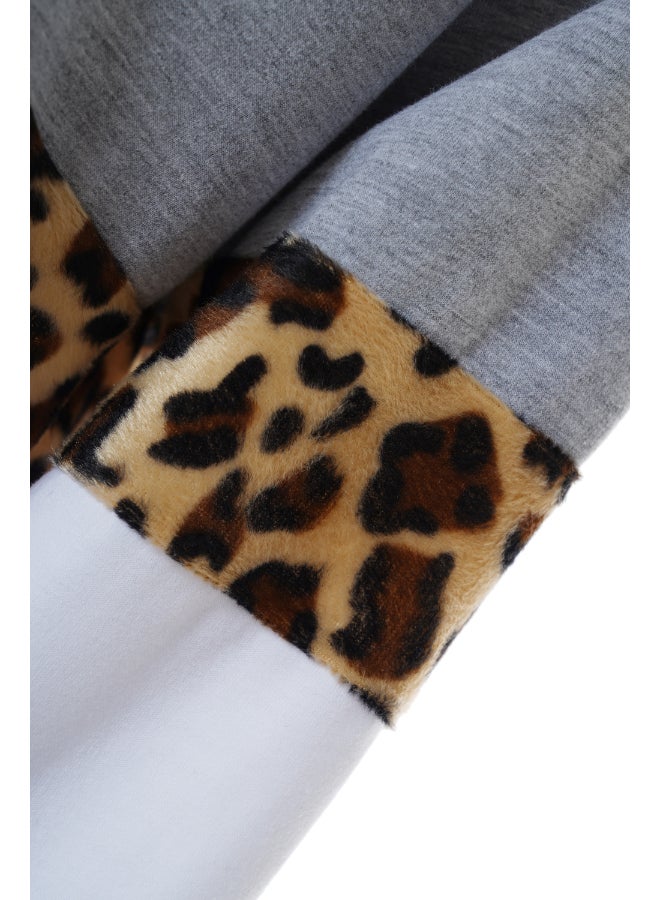Aila Contrast Color Stylish Hoodie Grey/White  - Image 5