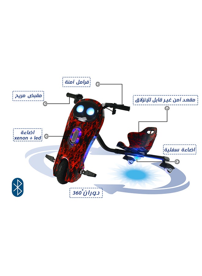Rally 3 Wheels Electric Drift Scooter With Helmet Kit Knee Guard And Elbow Multicolour - Image 3