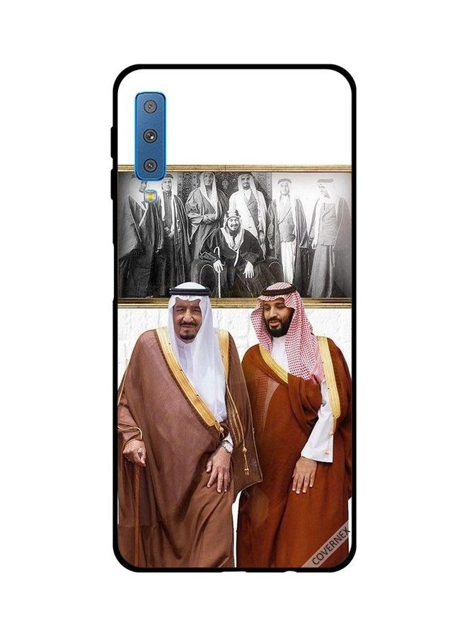 Covernex Samsung Galaxy A7 2018 Protective Case Cover Printed Featuring King Salman & Mbs Talking While Walking DESIGN_0162 - Image 1