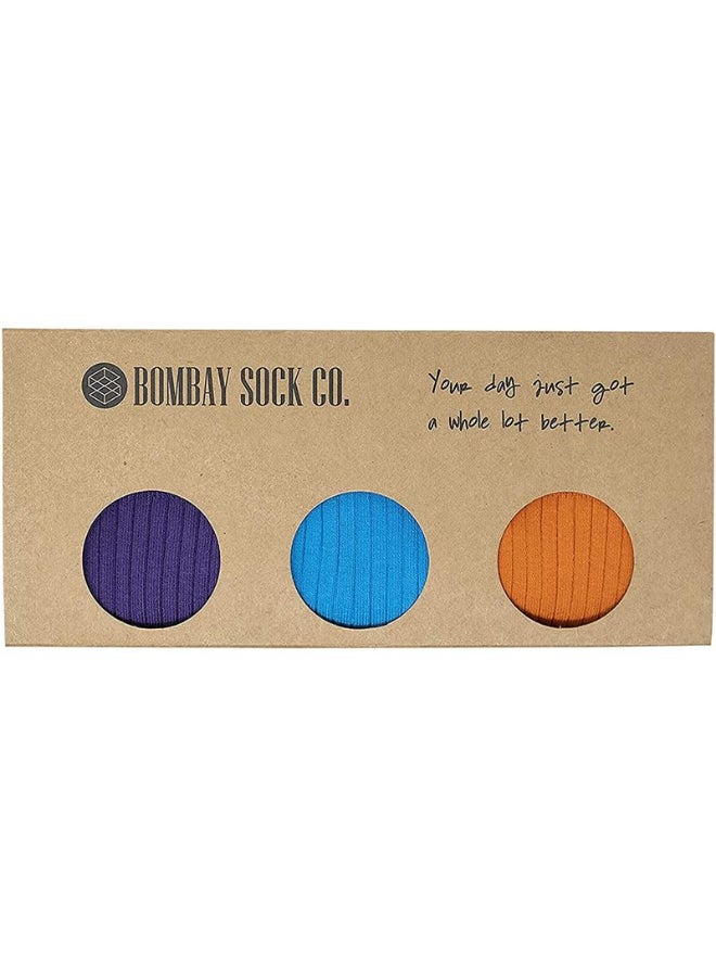BOMBAY SOCK CO. 3 Pack Of Ribbed Crew Socks Multicolour  - Image 3