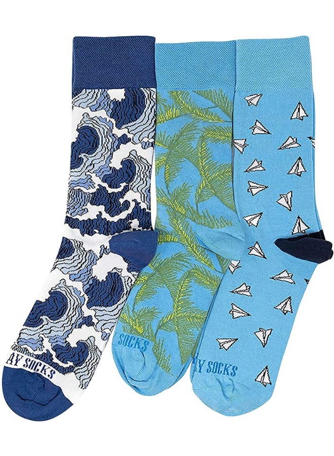 BOMBAY SOCK CO. 3 Pack Of Printed Crew Socks Multicolour  - Image 1