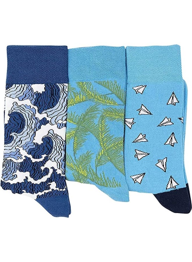 BOMBAY SOCK CO. 3 Pack Of Printed Crew Socks Multicolour  - Image 2