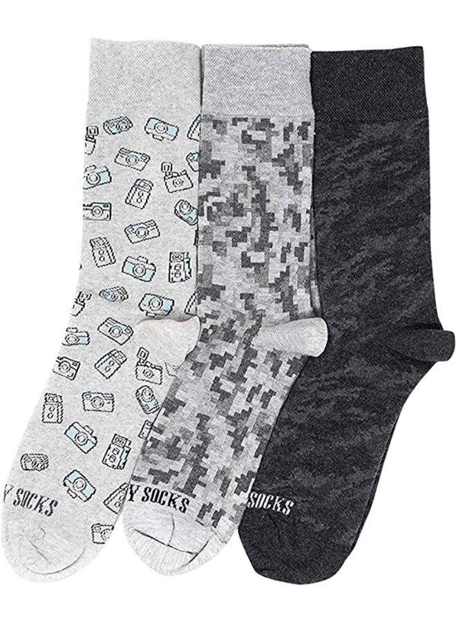 BOMBAY SOCK CO. 3 Pack Of Printed Crew Socks Multicolour  - Image 1