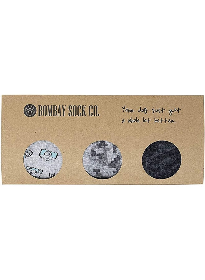 BOMBAY SOCK CO. 3 Pack Of Printed Crew Socks Multicolour  - Image 3