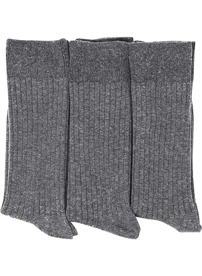 BOMBAY SOCK CO. 3 Pack Of Ribbed Crew Socks Grey  - Image 1