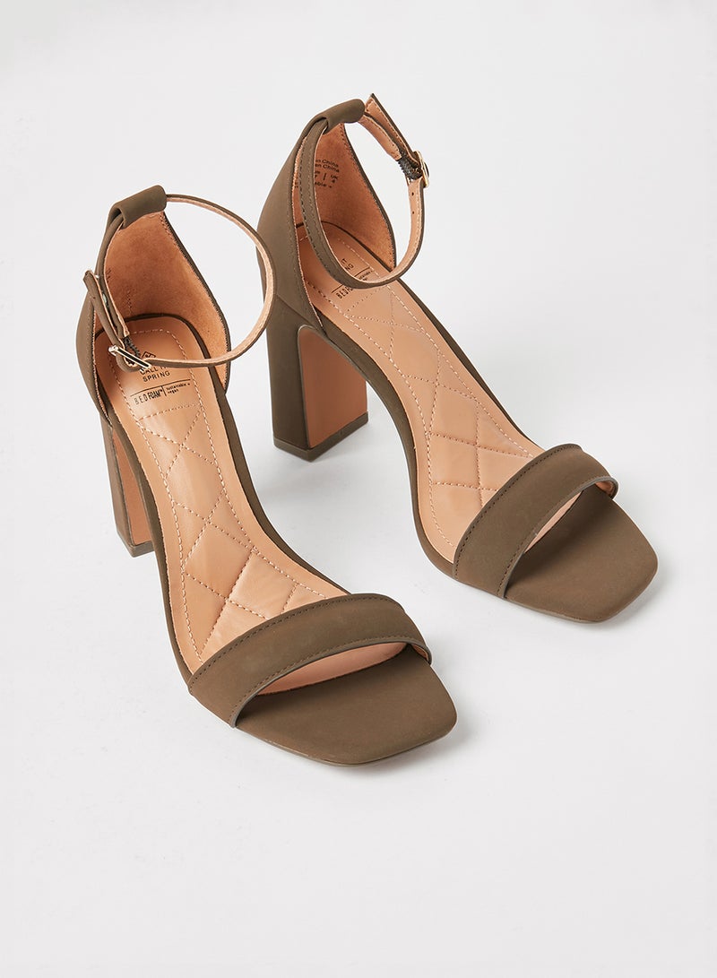 CALL IT SPRING - Kloe Block Heel Sandals Dark Brown - Image 1