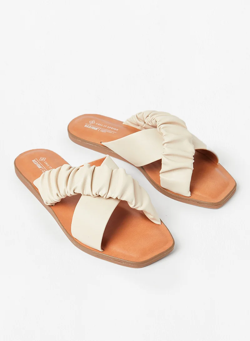 CALL IT SPRING Scrunchee Strappy Slip Ons White
