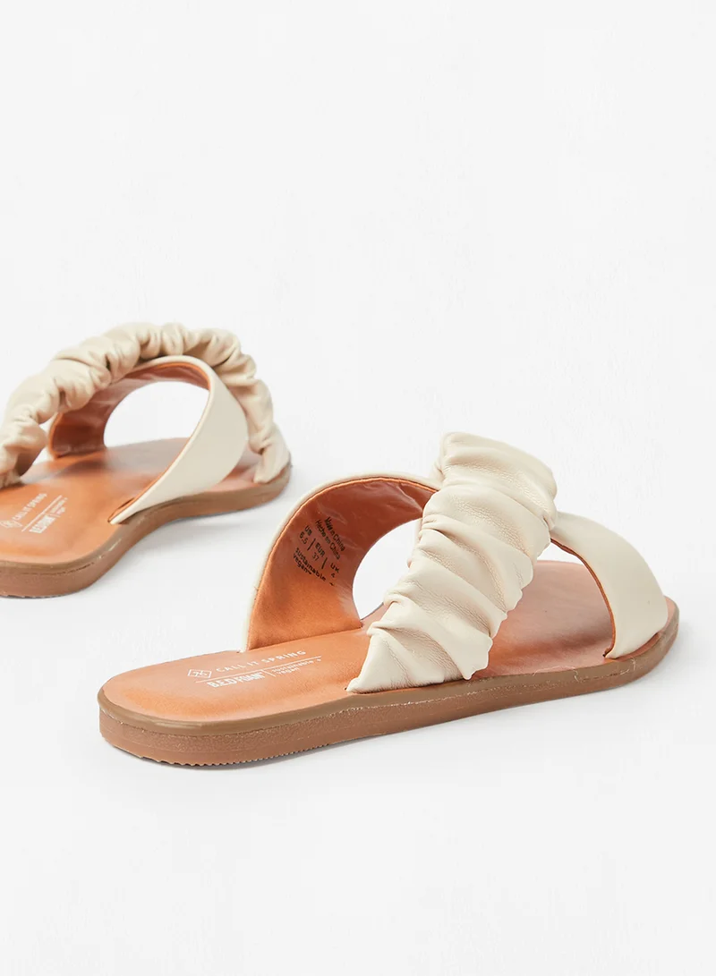 CALL IT SPRING Scrunchee Strappy Slip Ons White