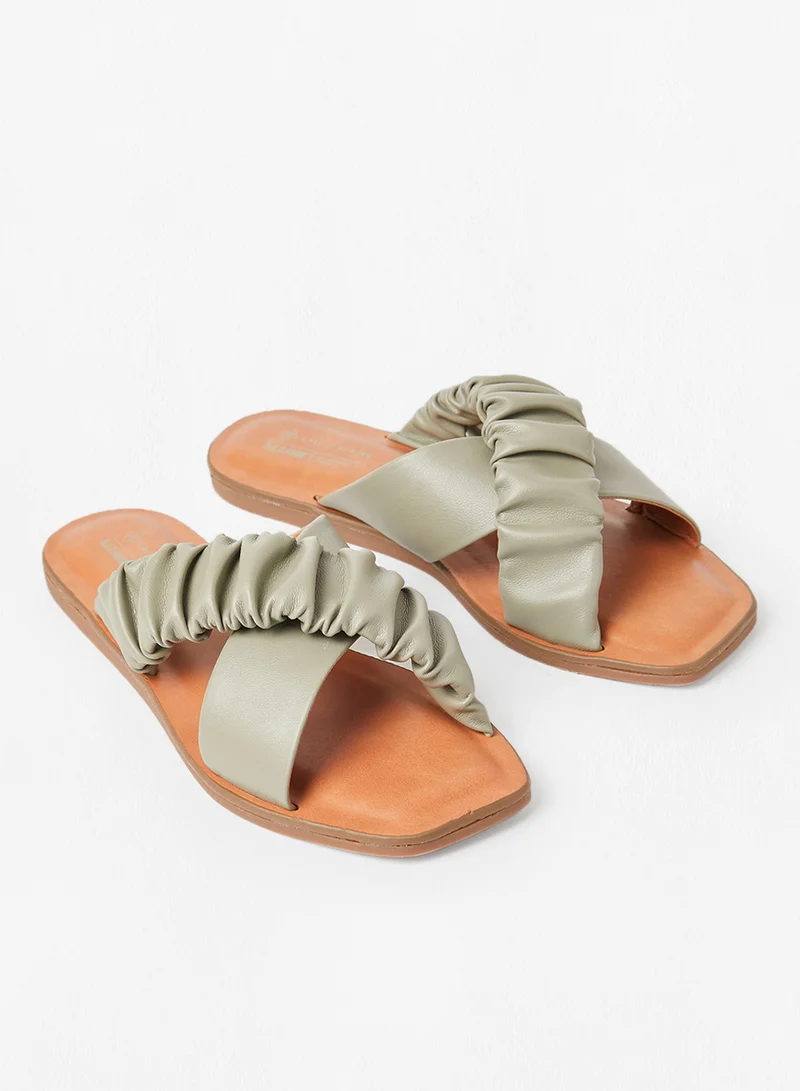 CALL IT SPRING Scrunchee Strappy Slip Ons Grey
