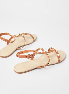 Aila Studded Buckle Sandals Brown  - Image 3