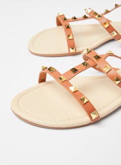 Aila Studded Buckle Sandals Brown  - Image 4