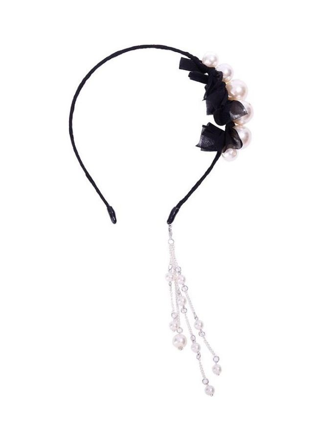 طوق رأس مزين بأقراط مزيفة أسود - Image 1