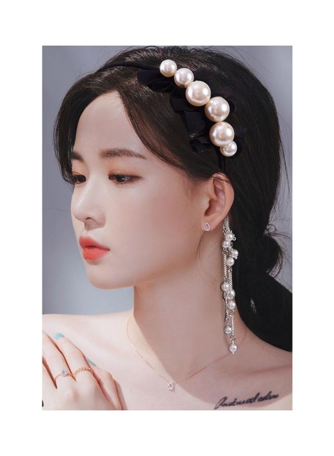 طوق رأس مزين بأقراط مزيفة أسود - Image 2