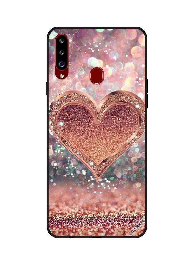 كوفرنيكس غطاء حماية واقٍ بطبعة قلب بحبيبات لامعة لهاتف سامسونج جالاكسي A20s متعدد الألوان - Image 1