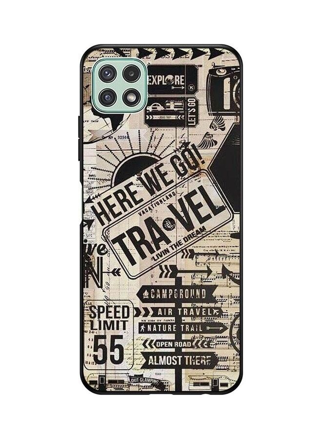كوفرنيكس غطاء حماية واقٍ بطبعة عبارة "Here We Go Travel" لهاتف سامسونج جالاكسي A22 متعدد الألوان - Image 1