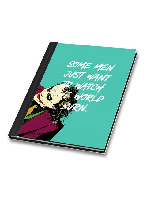 Heath Ledger Joker with Quote Printed Cover A4 Size Binded Notebook Multicolour