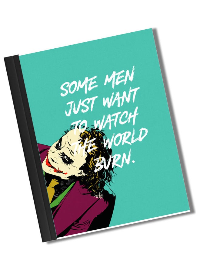 Heath Ledger Joker with Quote Printed Cover A4 Size Binded Notebook Multicolour