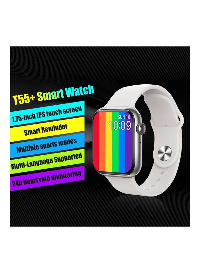 ساعة ذكية رياضية بسوار طراز T55 Plus لون أبيض - Image 1