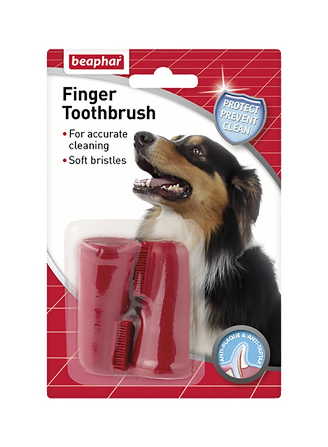 بيفار فرشاة أسنان للأصابع من قطعتين أحمر 15سم