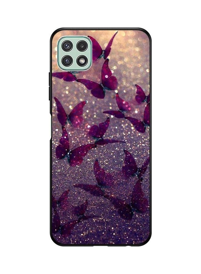 كوفرنيكس غطاء حماية واقٍ بتصميم فراشات لامعة لهاتف سامسونج جالاكسي A22 متعدد الألوان - Image 1