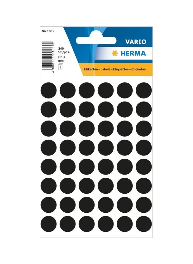 Herma 240-Piece Vario Colour Dots Luminous Sticker Black - Image 1