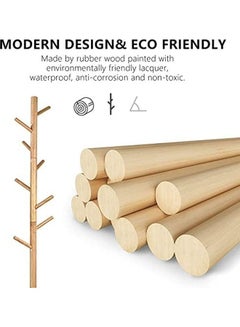 Adjustable Wooden Coat Rack Tree with Multiple Hooks Beige - v1628783306/N50055660A_4