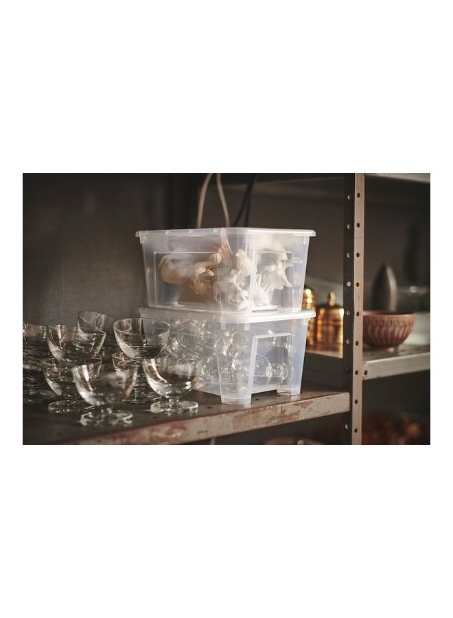 WK - Multipurpose Samla Polypropylene Plastic Box with Lid Transparent 28 X 20 X 14cm - Image 1