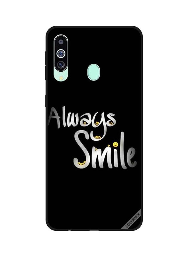 كوفرنيكس غطاء حماية واقٍ بطبعة عبارة "Always Smile" لهاتف سامسونج جالاكسي M40/A60 أسود/ أبيض  - Image 1