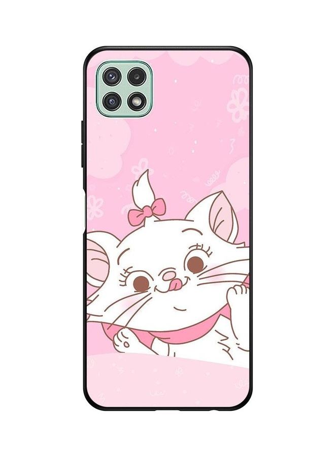 Covernex Cute Cat With Hairclip Protective Case Cover For Samsung Galaxy A22 5G White/Pink - Image 1