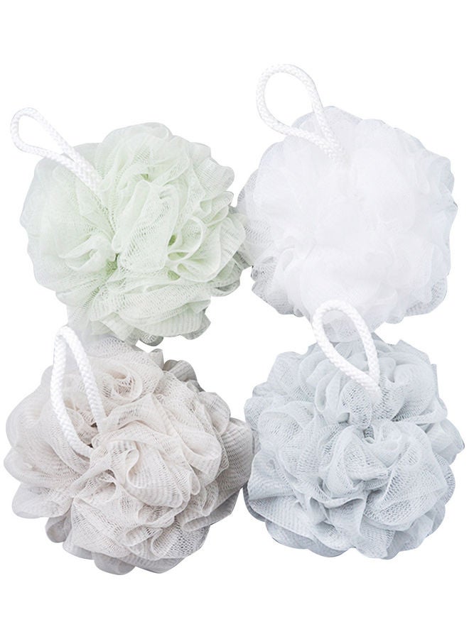 Generic Set of 4 Shower Bath Sponge Loofahs Ball for Body Washing Cleaning Scrubbing Multicolour 23 x 6 x 20cm  - Image 1