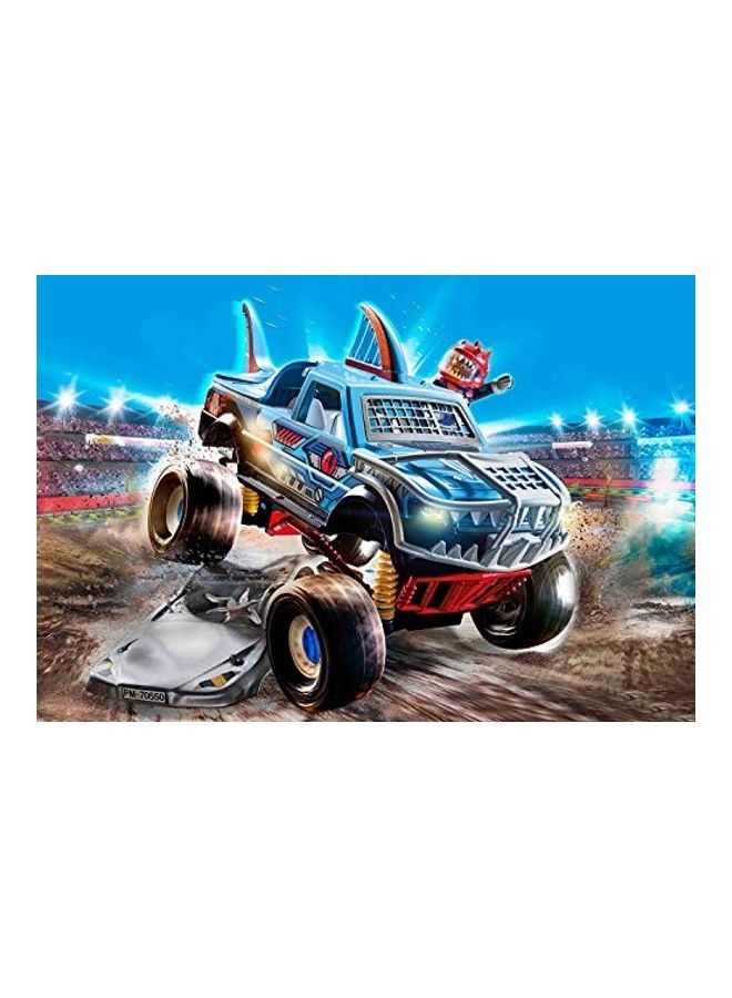 بلاي موبيل مجموعة مركبات متعددة الألوان من Stunt Show Shark Monster Truck - Image 2