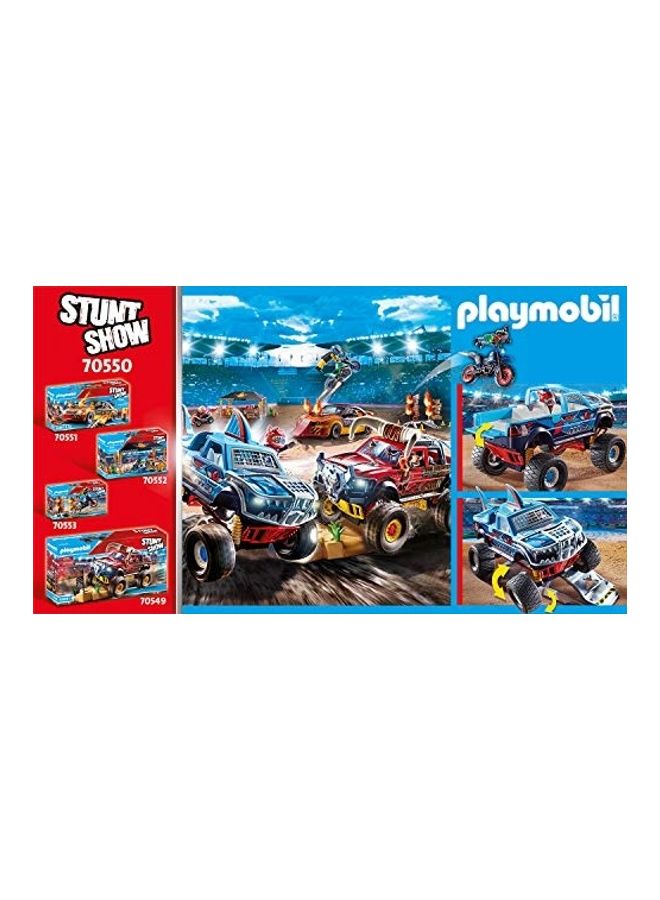بلاي موبيل مجموعة مركبات متعددة الألوان من Stunt Show Shark Monster Truck - Image 3