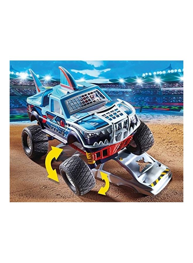 بلاي موبيل مجموعة مركبات متعددة الألوان من Stunt Show Shark Monster Truck - Image 4