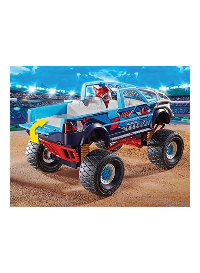 بلاي موبيل مجموعة مركبات متعددة الألوان من Stunt Show Shark Monster Truck - Image 5