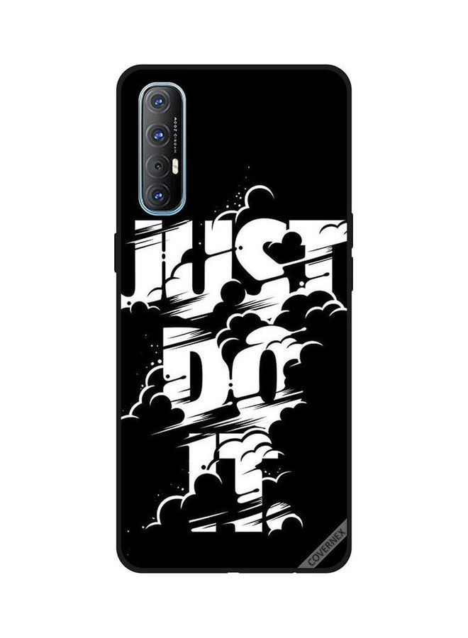 كوفرنيكس غطاء حماية واقٍ بطبعة عبارة "Just Do It" لهاتف أوبو رينو 3 برو أسود/ أبيض - Image 1