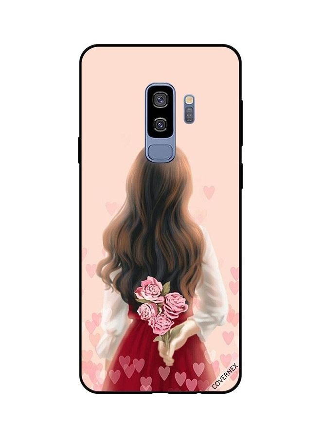كوفرنيكس غطاء حماية واقٍ بطبعة فتاة تمسك بزهور لهاتف سامسونج جالاكسي S9 بلس متعدد الألوان - Image 1