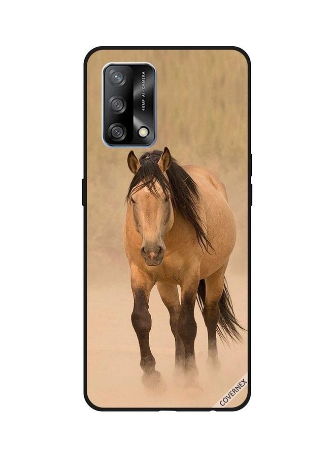 Covernex Oppo A74/F19 4G Protective Case Cover Printed Featuring Brown Horse Race DESIGN_0052 - Image 1