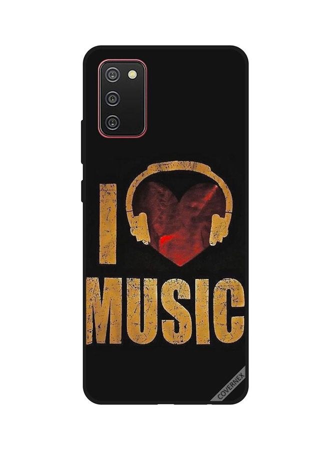 كوفرنيكس غطاء حماية واقٍ بطبعة كلاسيك لعبارة "I Love Music" لهاتف سامسونج جالاكسي A02s/F02s متعدد الألوان - Image 1