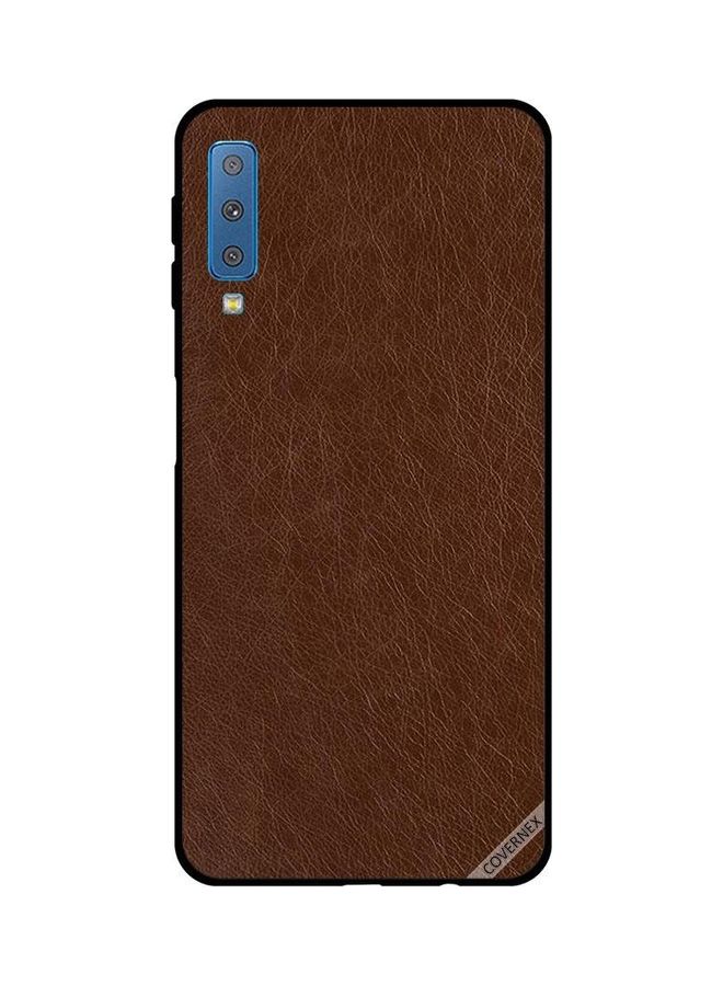 Covernex Samsung Galaxy A7 2018 Protective Case Cover Printed Featuring Dark Brown Leather Pattern DESIGN_0077 - Image 1