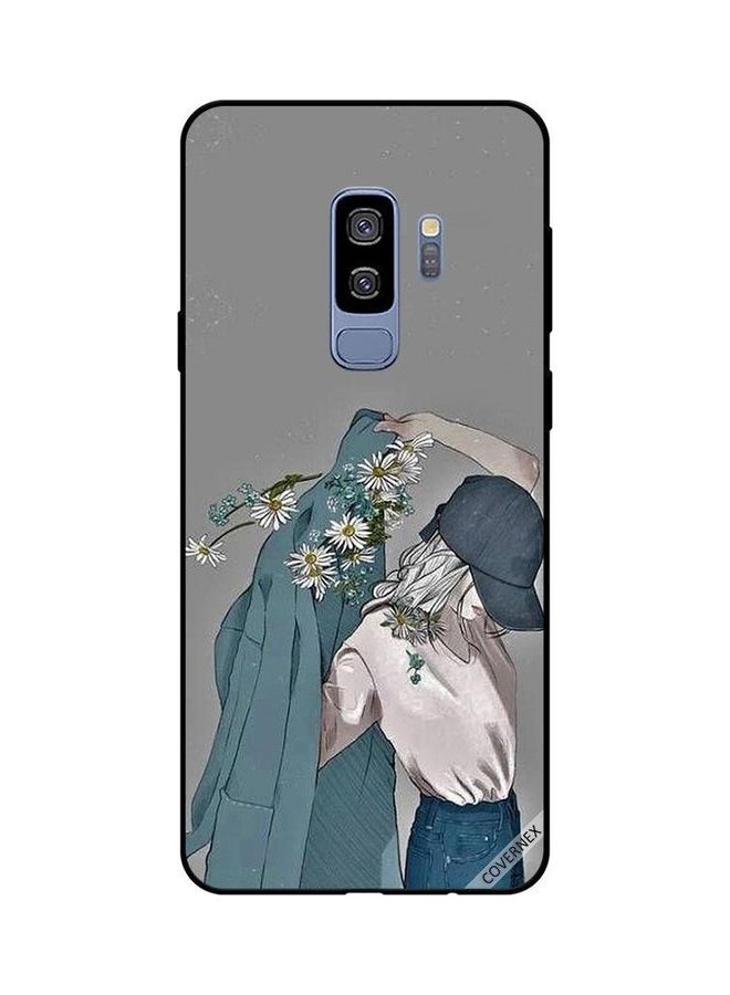 كوفرنيكس غطاء حماية واقٍ بطبعة فتاة ترتدي قبعة ومعطفاً مزيناً بالزهور لهاتف سامسونج جالاكسي S9 بلس متعدد الألوان - Image 1