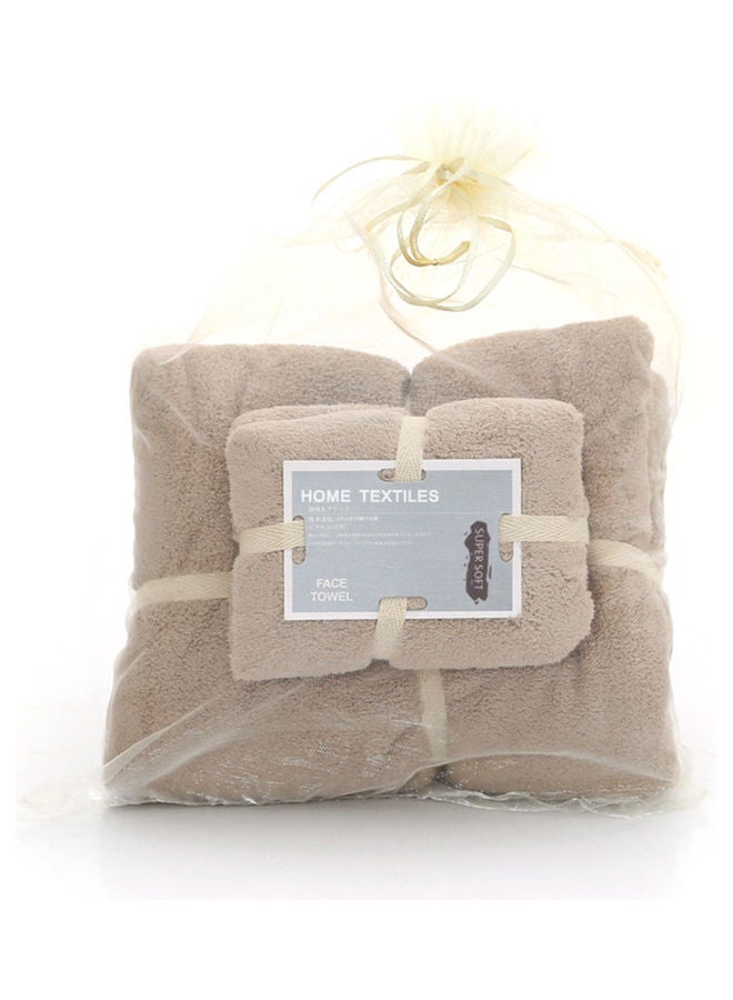 2-Piece Coral Fleece Bath Towels brown 9.84 x 9.84 x 3.94inch 